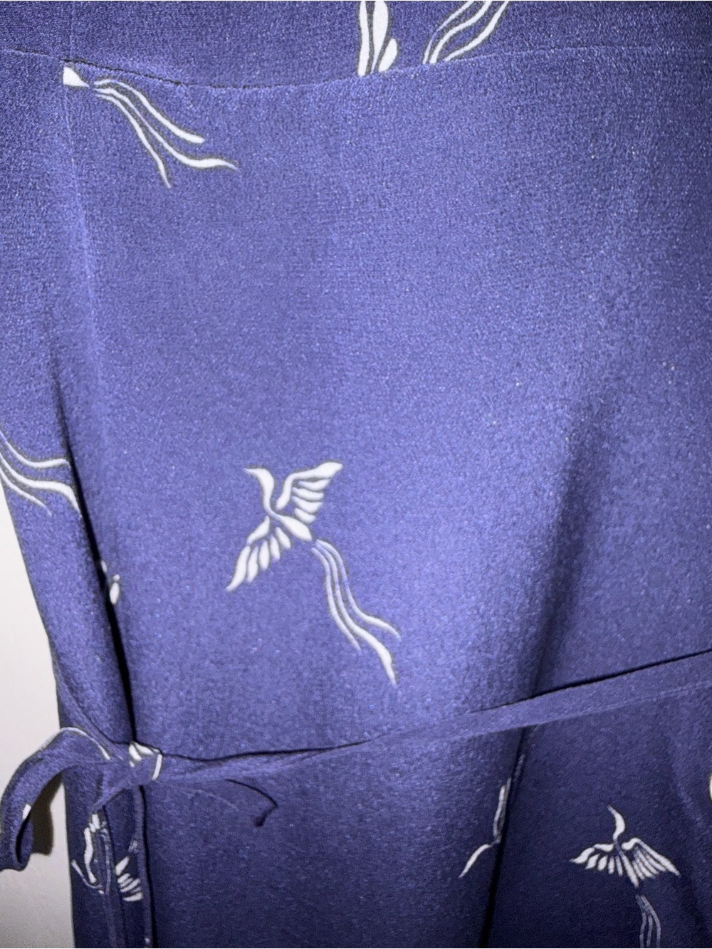 Wilfred Mirabelle Navy Midi Wrap Dress with Bird Print Vintage-Inspired - Picture 7 of 8